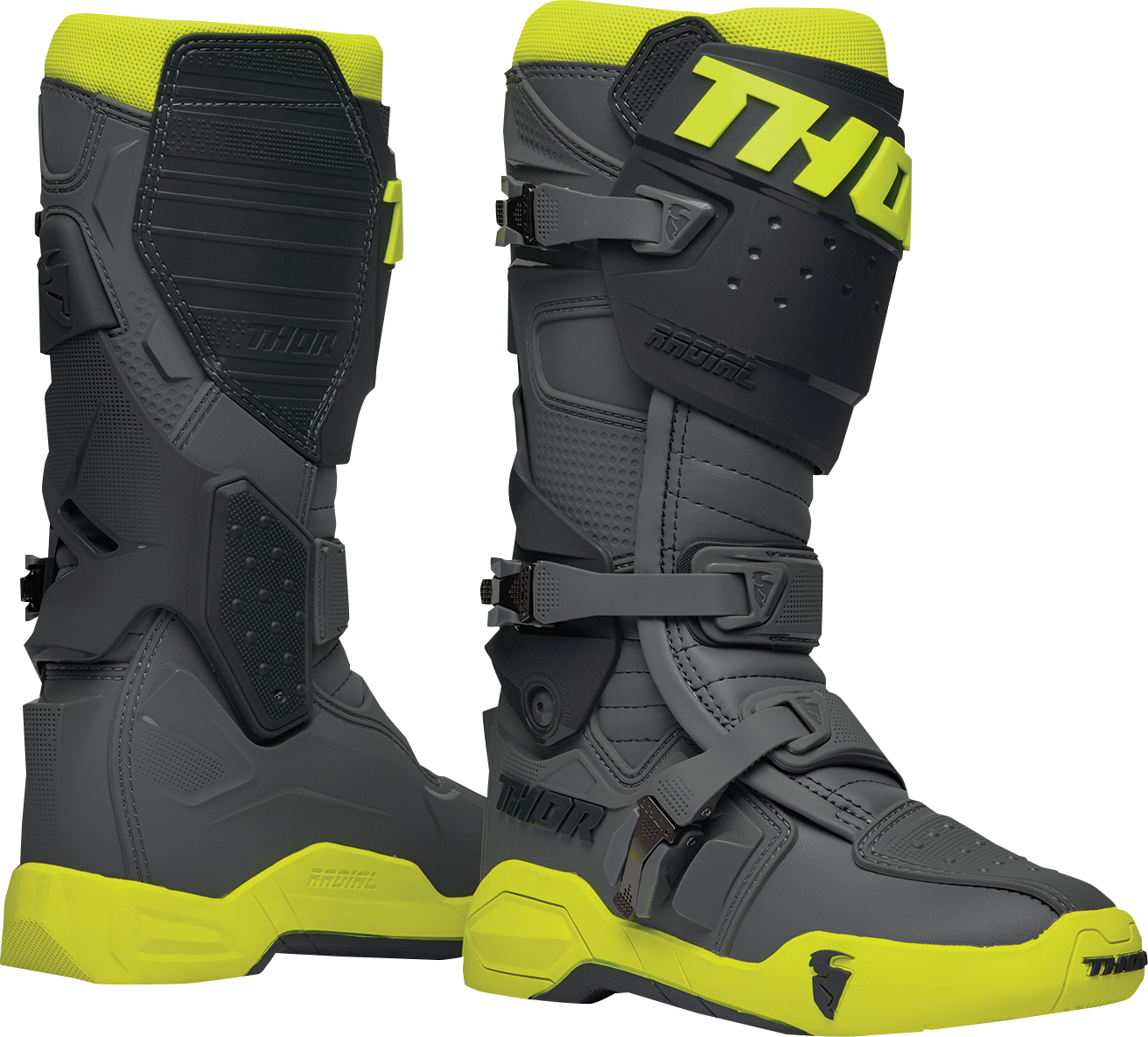 THOR Radial Boots - Gray/Fluorescent Yellow - Size 7 3410-2745