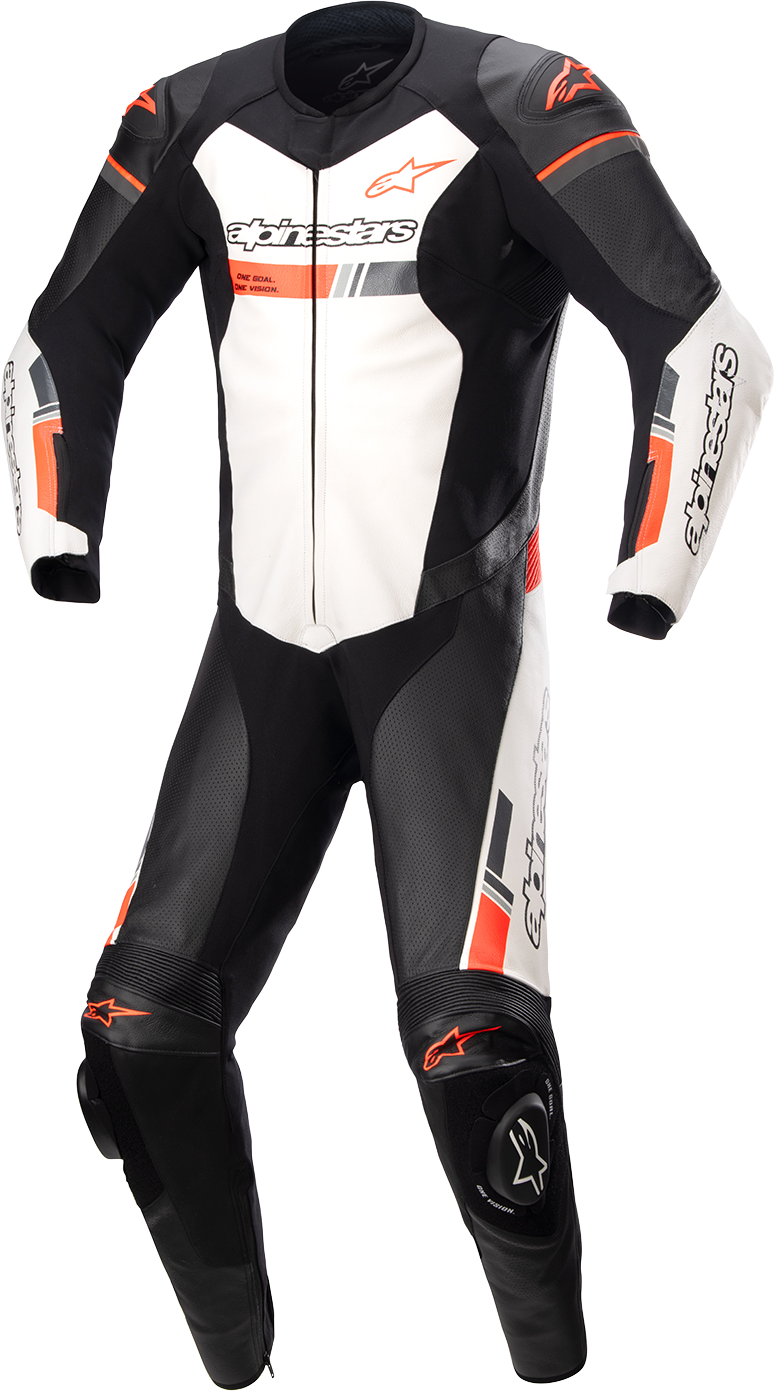 ALPINESTARS GP Force Chaser 1-Piece Leather Suit - Black/White/Red Fluo - US 46 / EU 56 3150321-1231-56