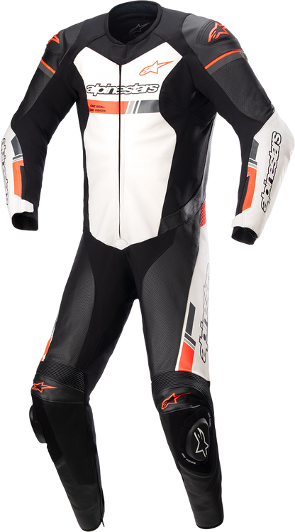 ALPINESTARS GP Force Chaser 1-Piece Leather Suit - Black/White/Red Fluo - US 48 / EU 58 3150321-1231-58
