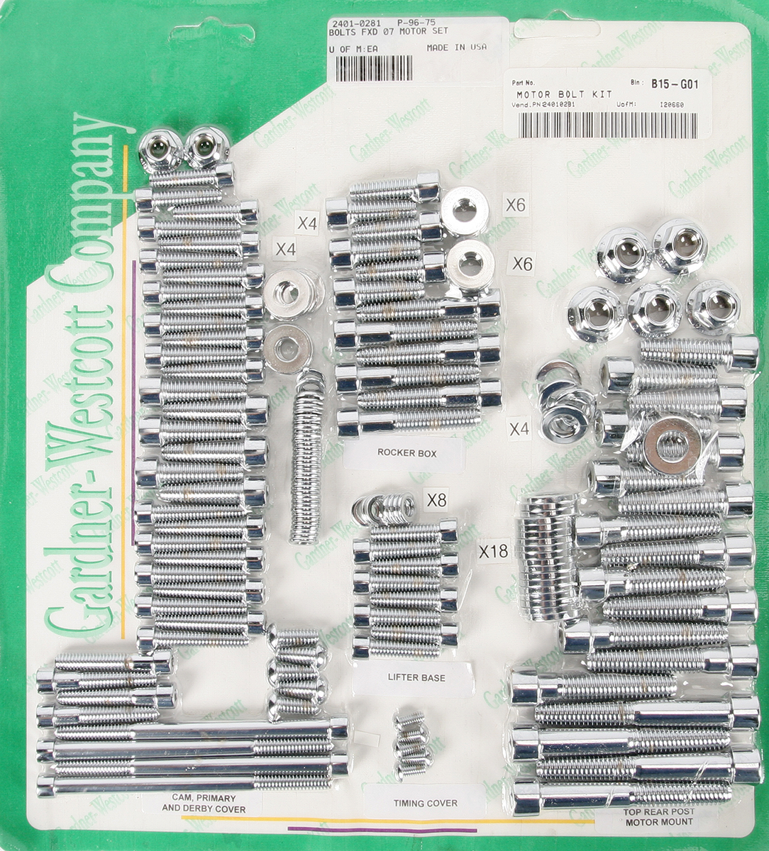 GARDNER-WESTCOTT Bolt Kit - Motor Set - Socket-Head - FXD P-96-75
