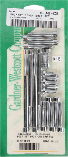 GARDNER-WESTCOTT Bolt Kit - Primary/Derby Cover - Socket-Head - Chrome P-10-15-08