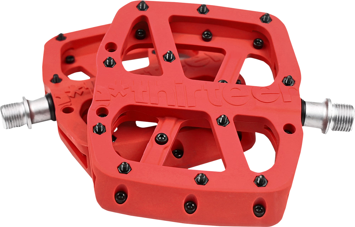 E*THIRTEEN Base Pedals - Flat - Red PD2USA-101