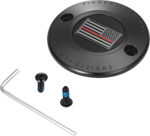 FIGURATI DESIGNS Timing Cover - 2 Hole - Red Line American Flag - Black FD75-TC-2H-BLK