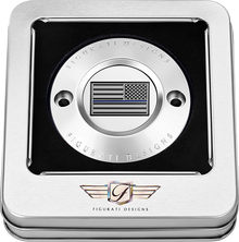 FIGURATI DESIGNS Timing Cover - 2 Hole - Blue Line American Flag - Stainless Steel FD70-TC-2H-SS