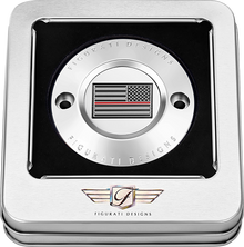 FIGURATI DESIGNS Timing Cover - 2 Hole - Red Line American Flag - Stainless Steel FD73-TC-2H-SS