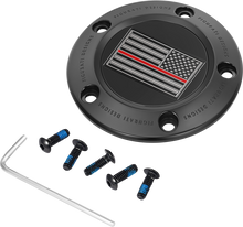 FIGURATI DESIGNS Timing Cover - 5 Hole - Red Line American Flag - Black FD75-TC-5H-BLK