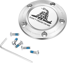 FIGURATI DESIGNS Timing Cover - 5 Hole - Don't Tread on Me - Stainless Steel FD40-TC-5H-SS