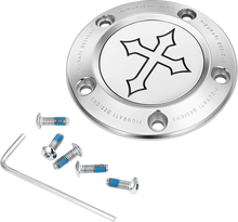 FIGURATI DESIGNS Timing Cover - 5 Hole - Cross - Stainless Steel FD41-TC-5H-SS