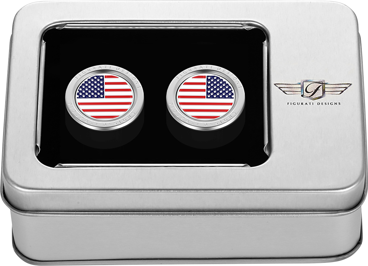 FIGURATI DESIGNS Docking Covers - American Flag - Short - Silver FD20-DC-2530-SS