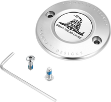 FIGURATI DESIGNS Timing Cover - 2 Hole - Don't Tread on Me - Stainless Steel FD40-TC-2H-SS