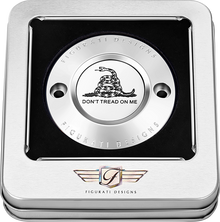 FIGURATI DESIGNS Timing Cover - 2 Hole - Don't Tread on Me - Stainless Steel FD40-TC-2H-SS
