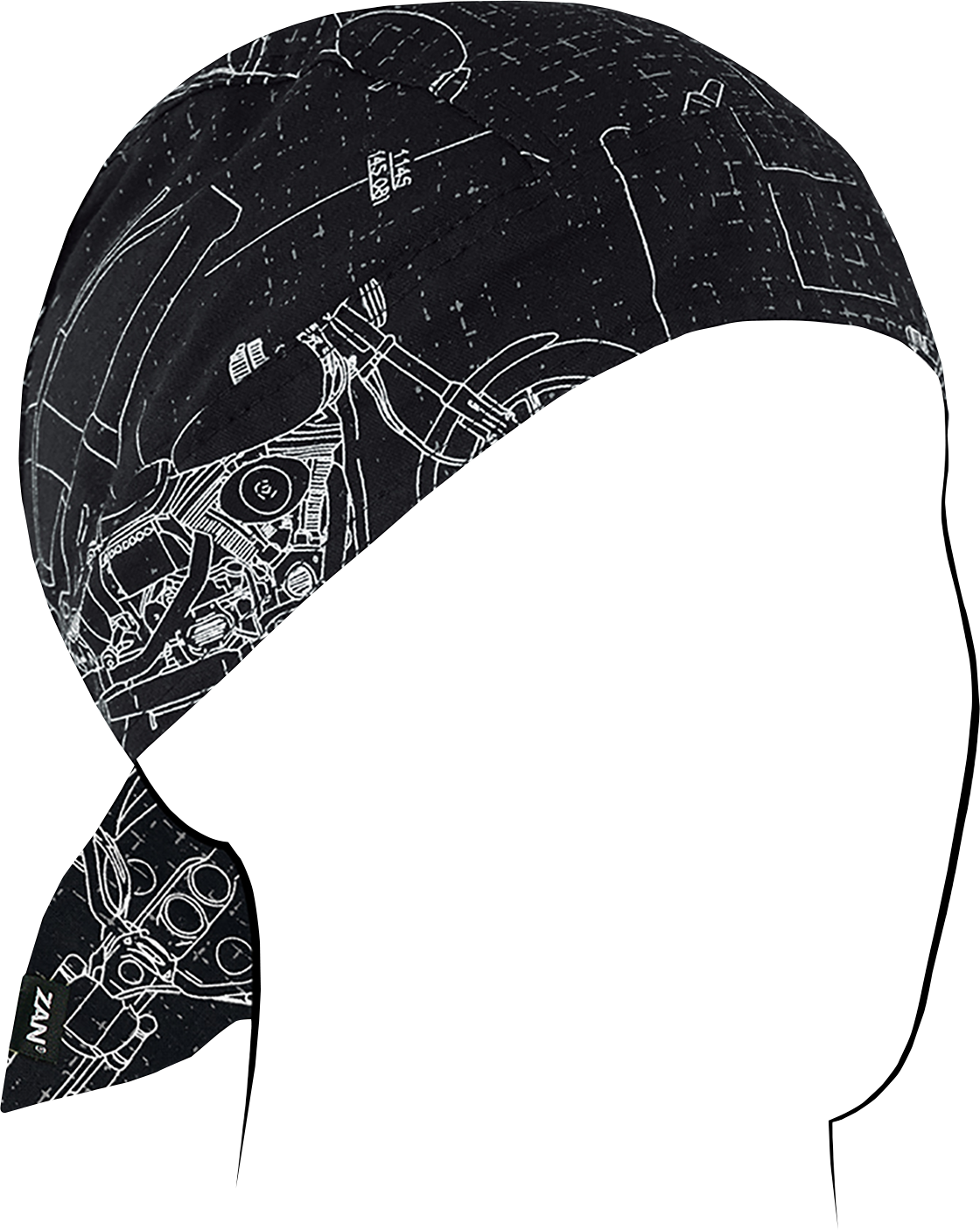 ZAN HEADGEAR Flydanna® Cotton Headwrap - Moto Blueprint Z623