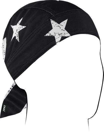 ZAN HEADGEAR Flydanna® Micro-Mesh Polyester Headwrap - Black/White Flag ZM091