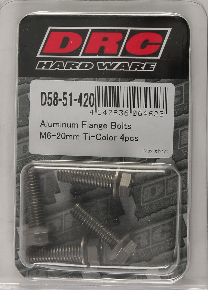 Aluminum Flange Bolts Titanium M6x20mm 4/Pk