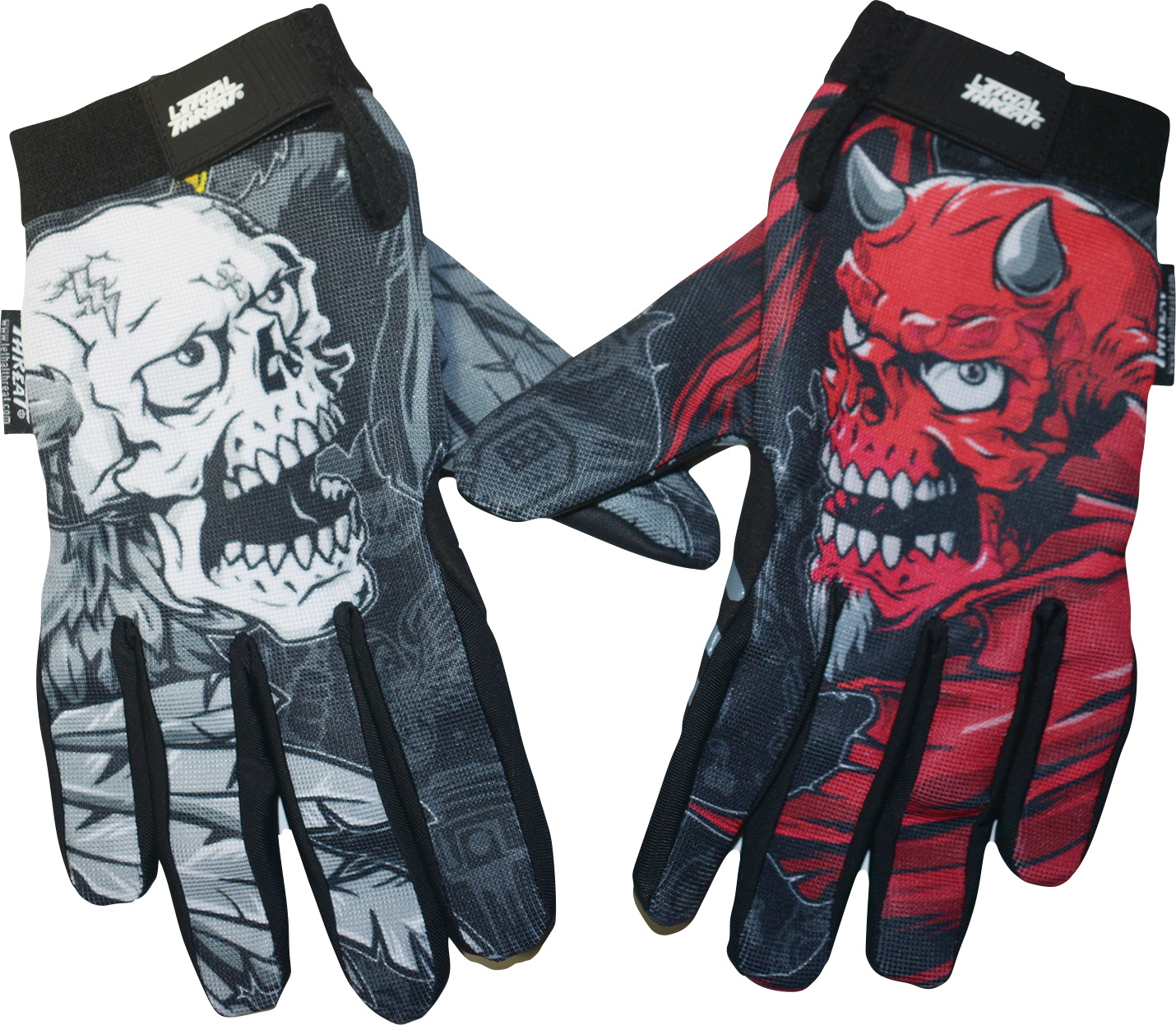 LETHAL THREAT Good N Evil Skulls Gloves - Black - 2XL GL15021XXL