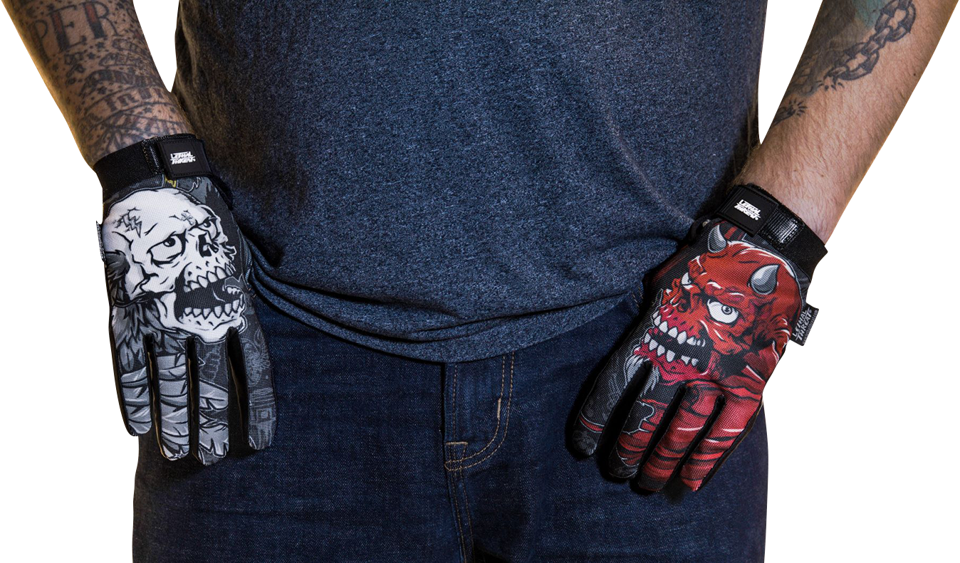 LETHAL THREAT Good N Evil Skulls Gloves - Black - XL GL15021XL