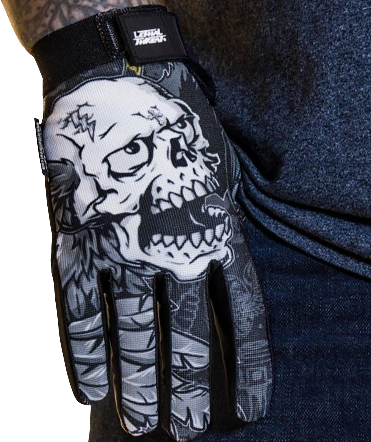 LETHAL THREAT Good N Evil Skulls Gloves - Black - Medium GL15021M