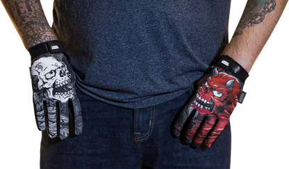 LETHAL THREAT Good N Evil Skulls Gloves - Black - Medium GL15021M