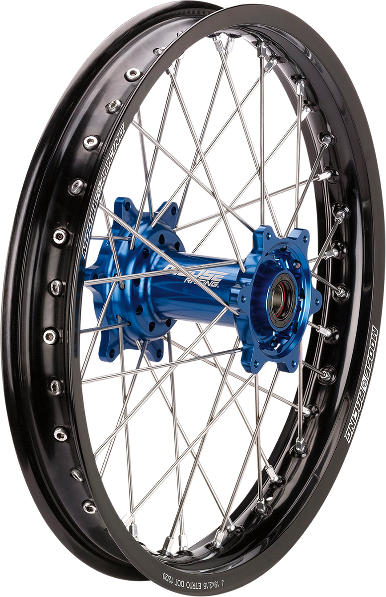 MOOSE OFFROAD Wheel Assembly - SX-1 - Complete - Rear - Black Wheel/Blue Hub - 16x1.85 - Suzuki RM/Yamaha YZ YR-18616-BKBU
