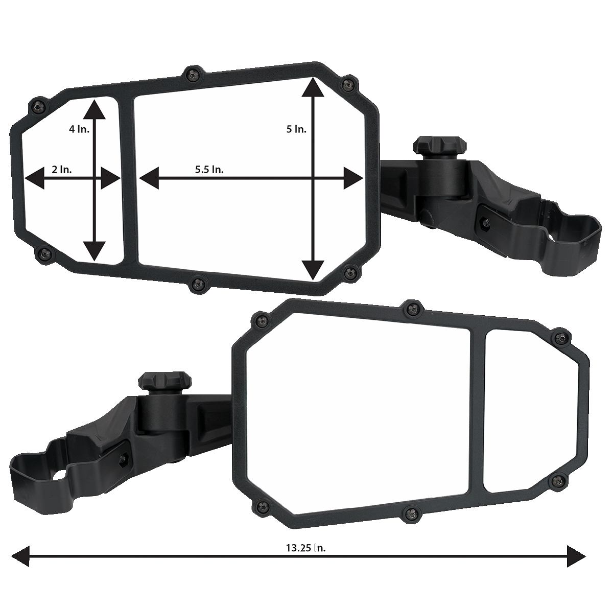 MOOSE OFFROAD Mirror - Elite Pro - Side View - Octagon - Black MEMIRKIT-ES2CCS