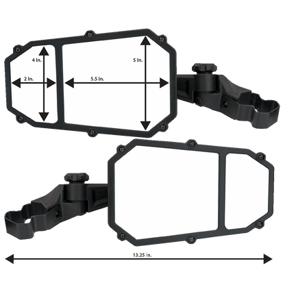 MOOSE OFFROAD Mirror - Elite Pro - Side View - Octagon - Black MEMIRKIT-ES2CCS