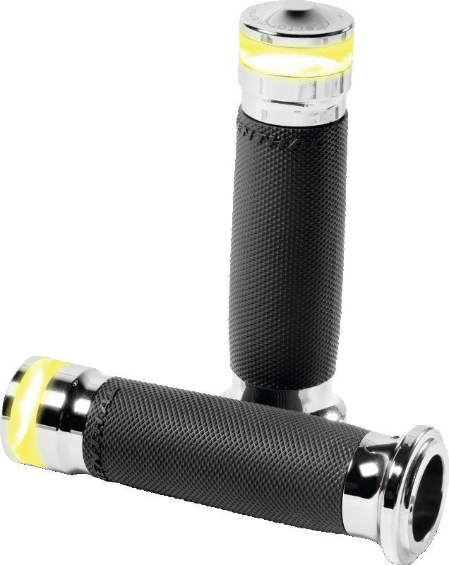 Performance Machine Contour Led Handle Grip Set - Chrome