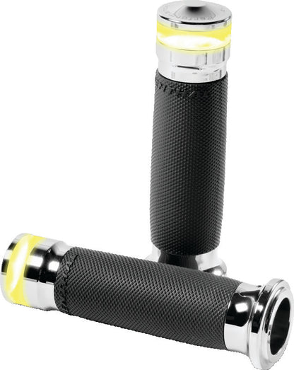 Performance Machine Contour Led Handle Grip Set - Chrome