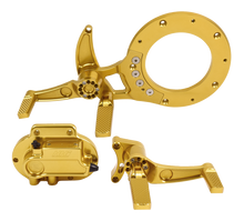 HAWG HALTERS Mid Control Conversion Kit - Gold - Knurled Pegs - FLH/FLT MCK-FH21GS-FK