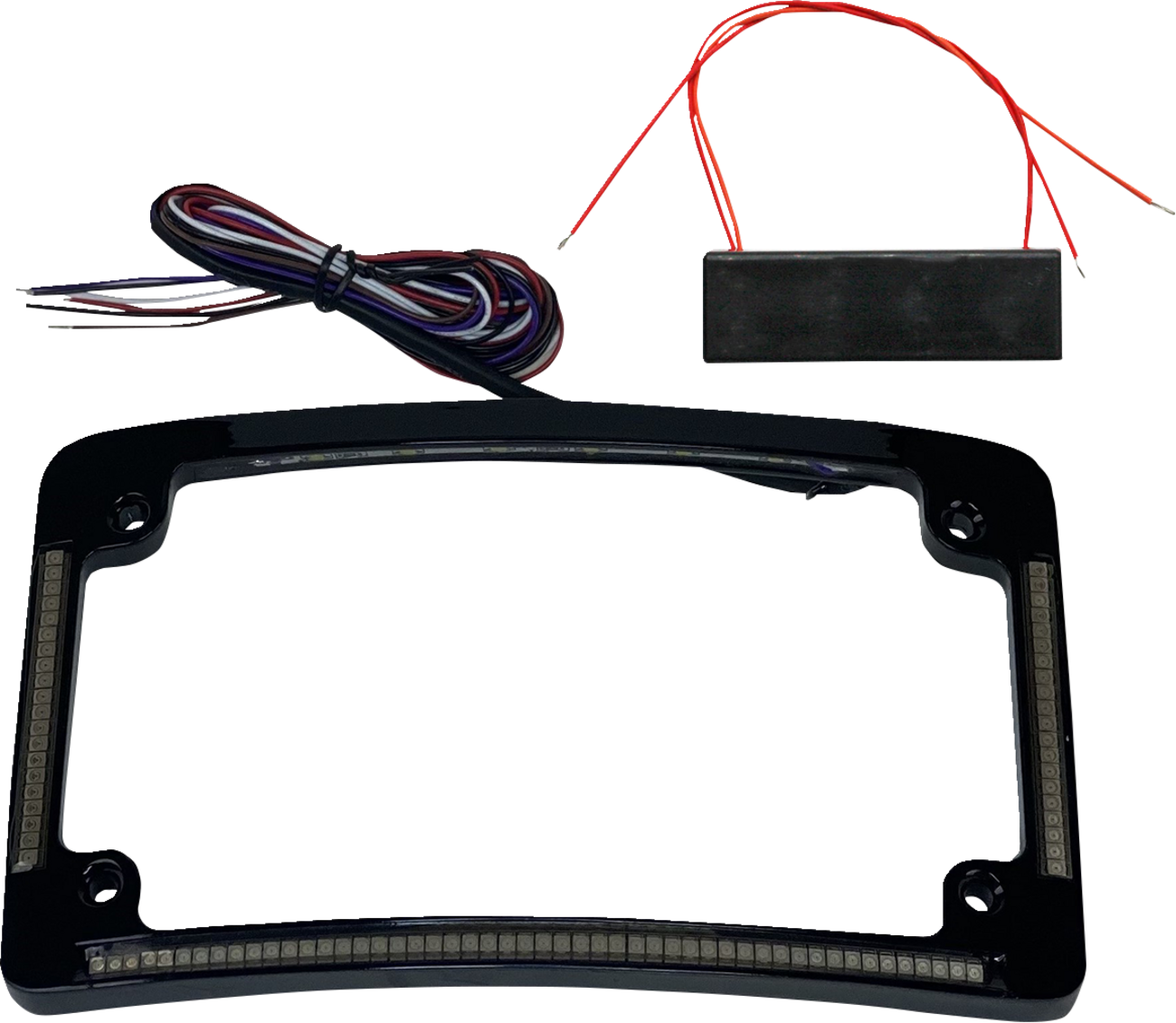 CUSTOM DYNAMICS License Plate Frame - Red/White LED - Gloss Black TF08-B