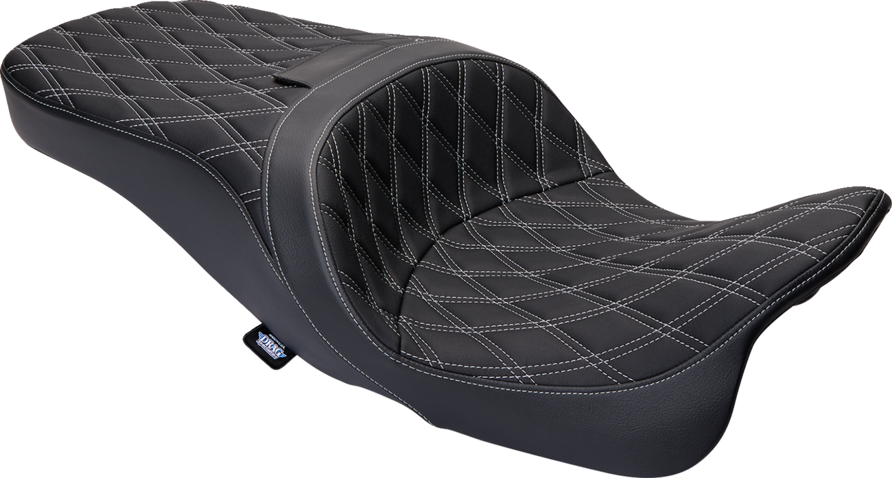 DRAG SPECIALTIES SEATS Freedom Seat - Vinyl - Double Diamond Silver Stitch - FLH '09-'23 0801-1482