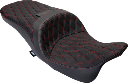 DRAG SPECIALTIES SEATS Freedom Seat - Vinyl - Double Diamond Red Stitch - FLH '09-'23 0801-1484