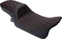 DRAG SPECIALTIES SEATS Predator 2-Up Seat - Vinyl - Double Diamond Red Stitch - w/o Backrest - FL '08-'23 0801-1494