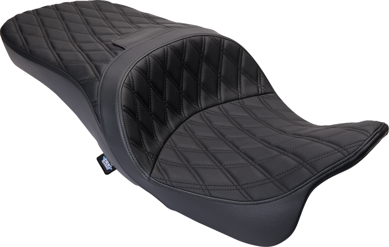 DRAG SPECIALTIES SEATS Freedom Seat - Vinyl - Double Diamond Black Stitch - FLH '09-'23 0801-1481