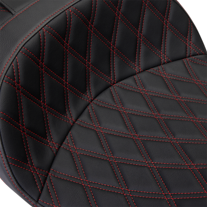 DRAG SPECIALTIES SEATS Freedom Seat - Vinyl - Double Diamond Red Stitch - FLH '09-'23 0801-1484