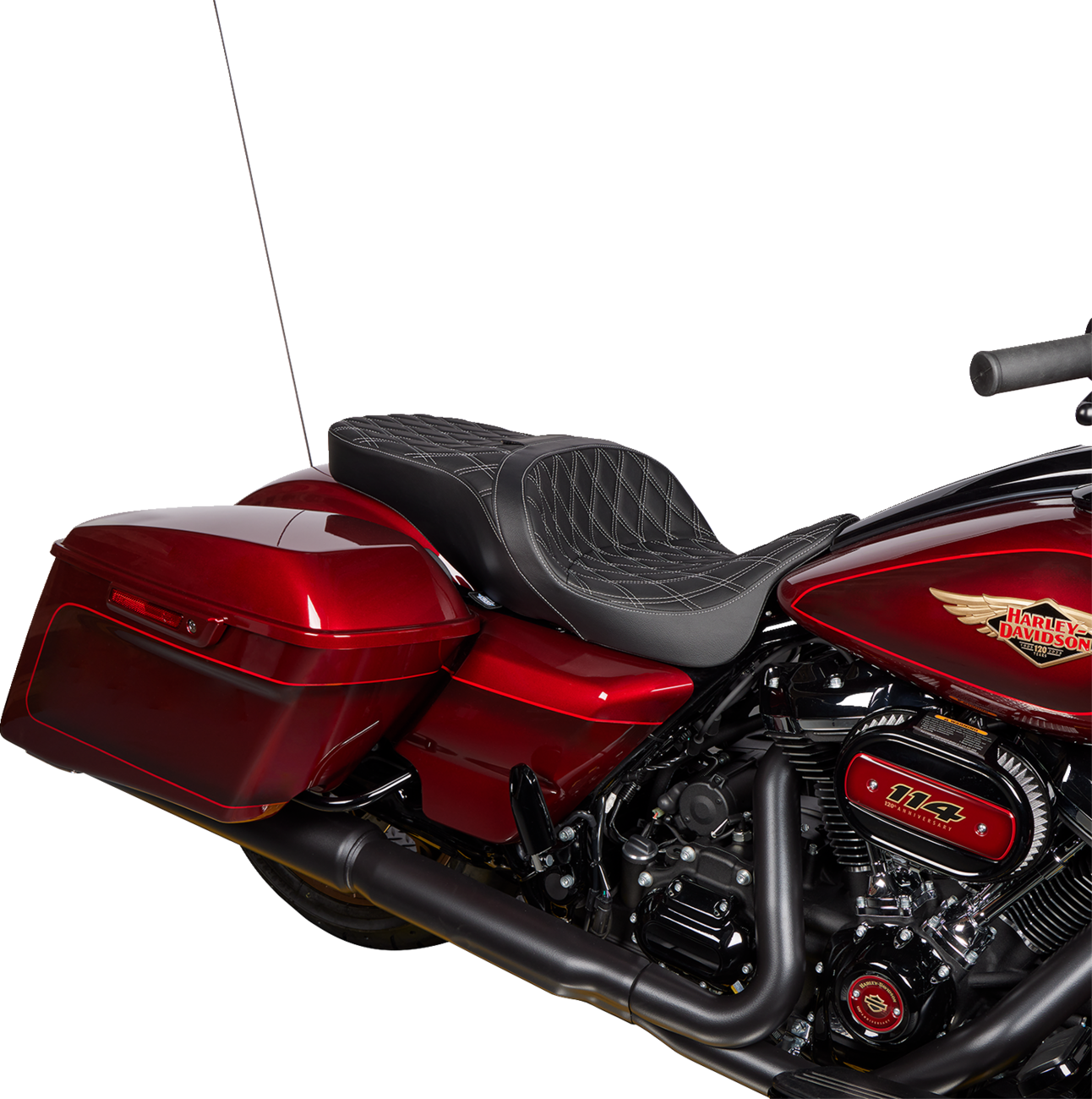 DRAG SPECIALTIES SEATS Freedom Seat - Vinyl - Double Diamond Silver Stitch - FLH '09-'23 0801-1482
