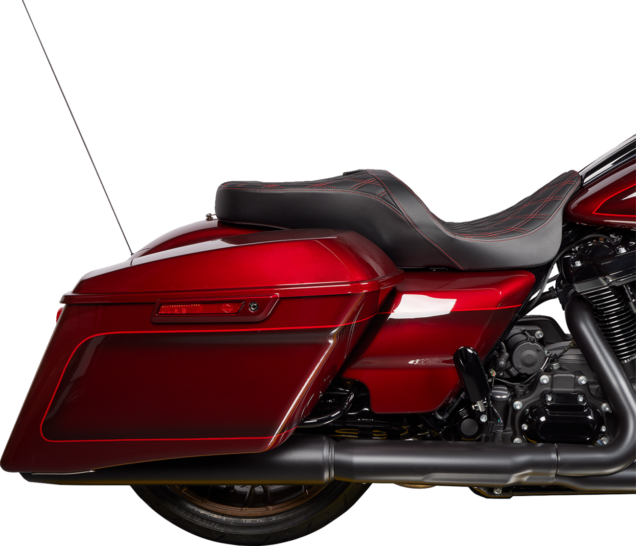DRAG SPECIALTIES SEATS Freedom Seat - Vinyl - Double Diamond Red Stitch - FLH '09-'23 0801-1484