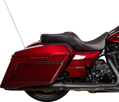 DRAG SPECIALTIES SEATS Freedom Seat - Vinyl - Double Diamond Red Stitch - FLH '09-'23 0801-1484