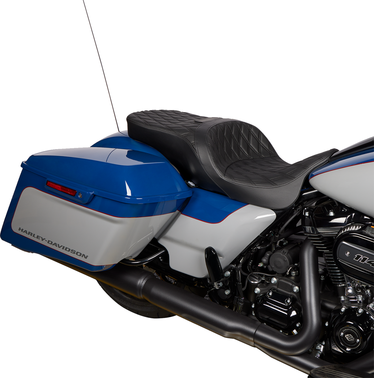 DRAG SPECIALTIES SEATS Freedom Seat - Vinyl - Double Diamond Black Stitch - FLH '09-'23 0801-1481