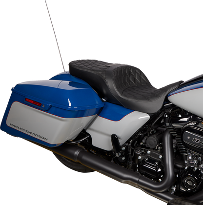 DRAG SPECIALTIES SEATS Freedom Seat - Vinyl - Double Diamond Black Stitch - FLH '09-'23 0801-1481
