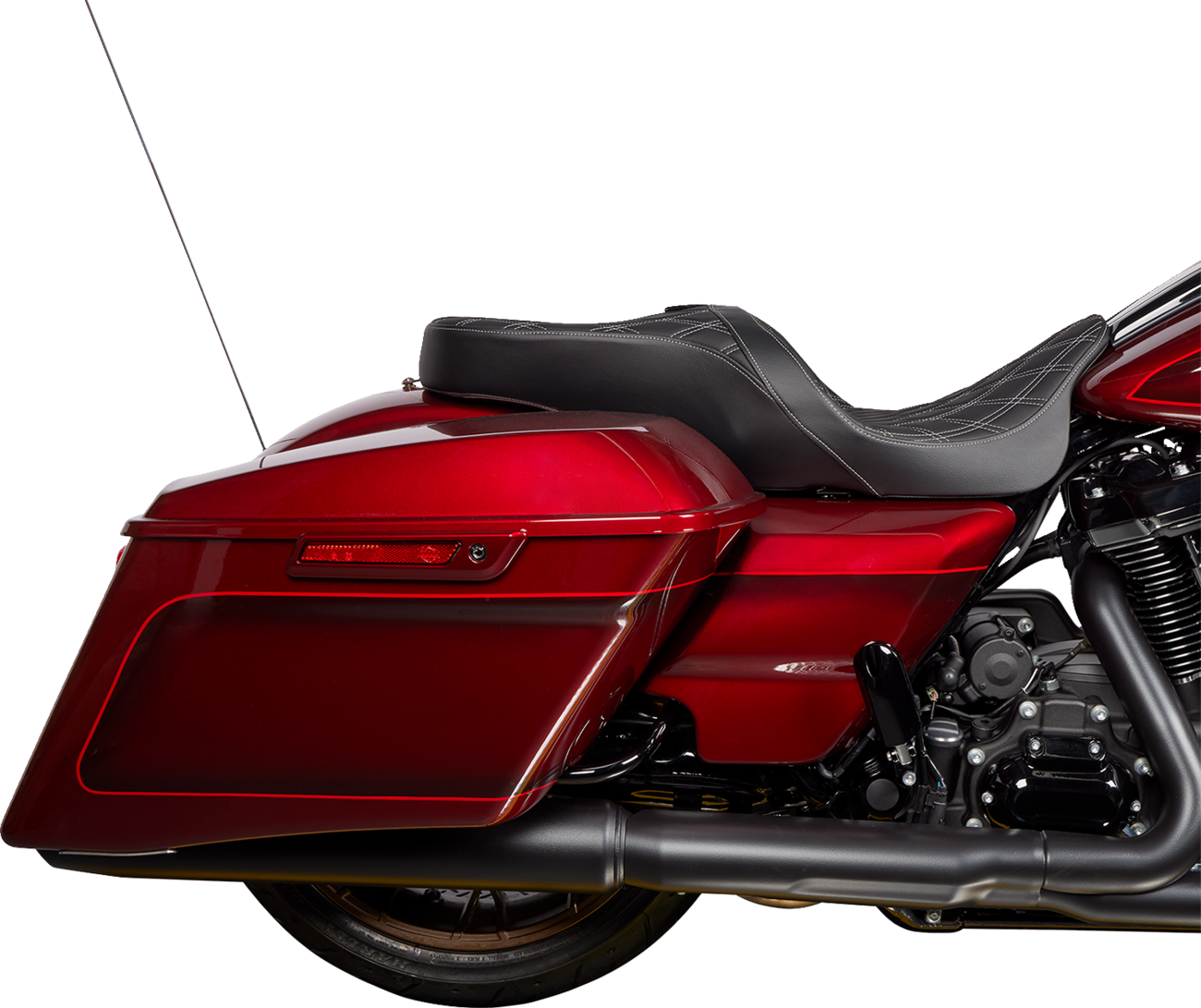 DRAG SPECIALTIES SEATS Freedom Seat - Vinyl - Double Diamond Silver Stitch - FLH '09-'23 0801-1482
