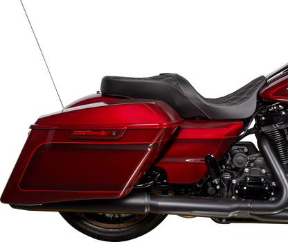 DRAG SPECIALTIES SEATS Freedom Seat - Vinyl - Double Diamond Silver Stitch - FLH '09-'23 0801-1482