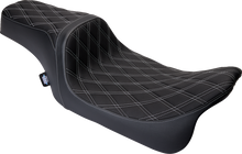 DRAG SPECIALTIES SEATS Predator 1Up Seat - Vinyl - Double Diamond Silver Stitch - FLH '08-'23 08011489