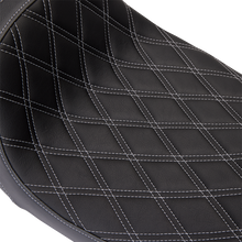 DRAG SPECIALTIES SEATS Predator 1Up Seat - Vinyl - Double Diamond Silver Stitch - FLH '08-'23 08011489