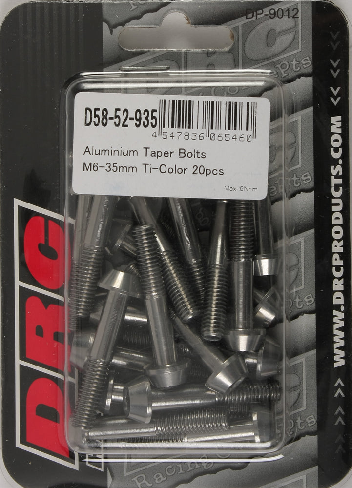 Aluminum Taper Bolts Titanium M6x35mm 20/Pk