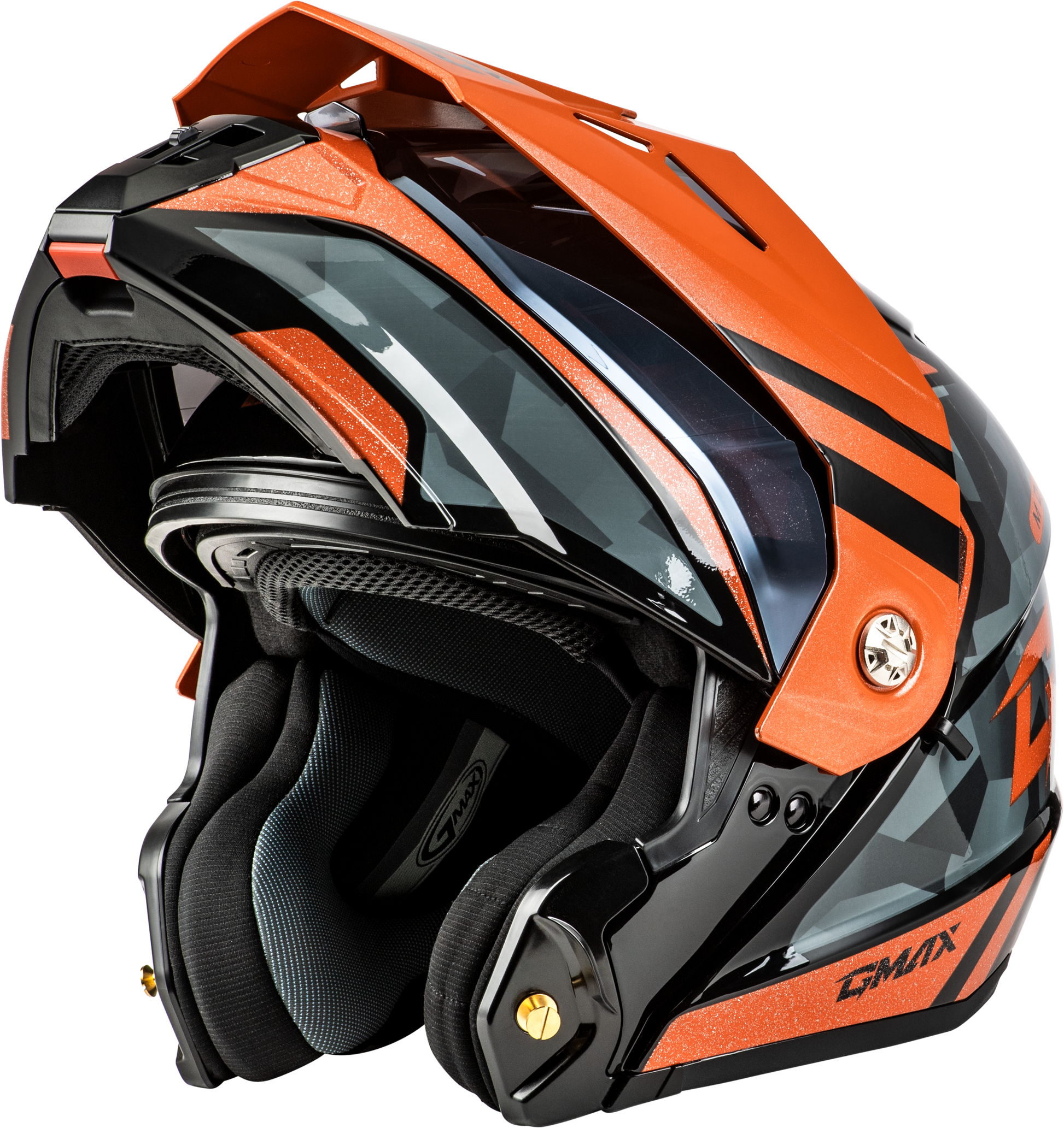 Md 74 Striker Modular Helmet W Smk Shield Blk/Gry/Or Mtlc Lg