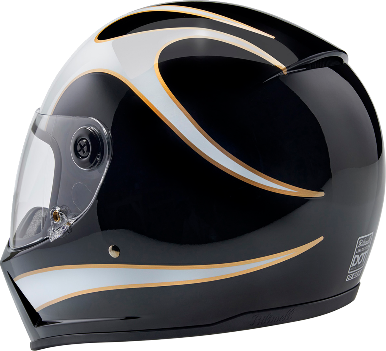 BILTWELL Lane Splitter Helmet - Gloss Black/White Flames - XS 1004-570-501