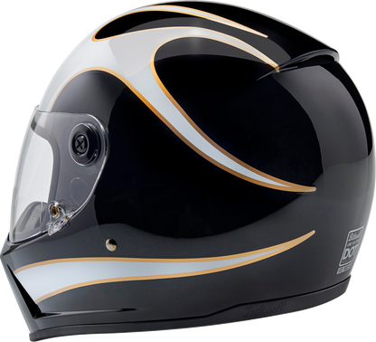 BILTWELL Lane Splitter Helmet - Gloss Black/White Flames - XS 1004-570-501