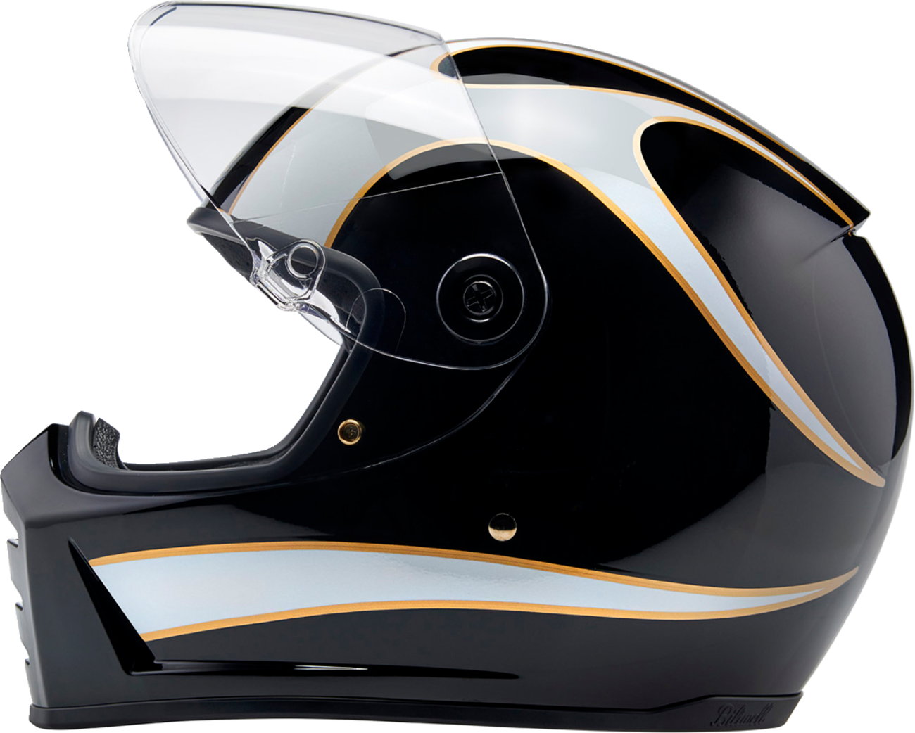 BILTWELL Lane Splitter Helmet - Gloss Black/White Flames - XS 1004-570-501