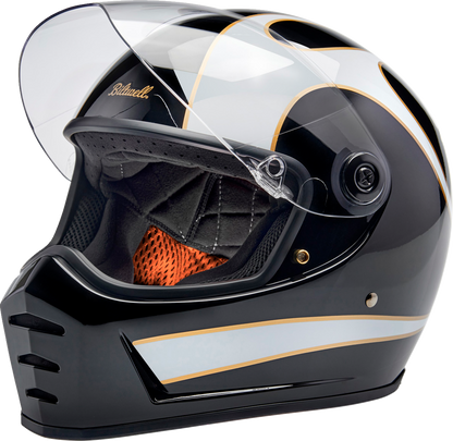 BILTWELL Lane Splitter Helmet - Gloss Black/White Flames - 2XL 1004-570-506