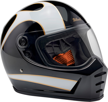 BILTWELL Lane Splitter Helmet - Gloss Black/White Flames - XL 1004-570-505